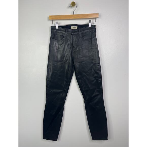 NEW L'agence Akira Ultra High Rise Skinny Jeans Women's Noir Coated Size: 24 - Picture 2 of 9